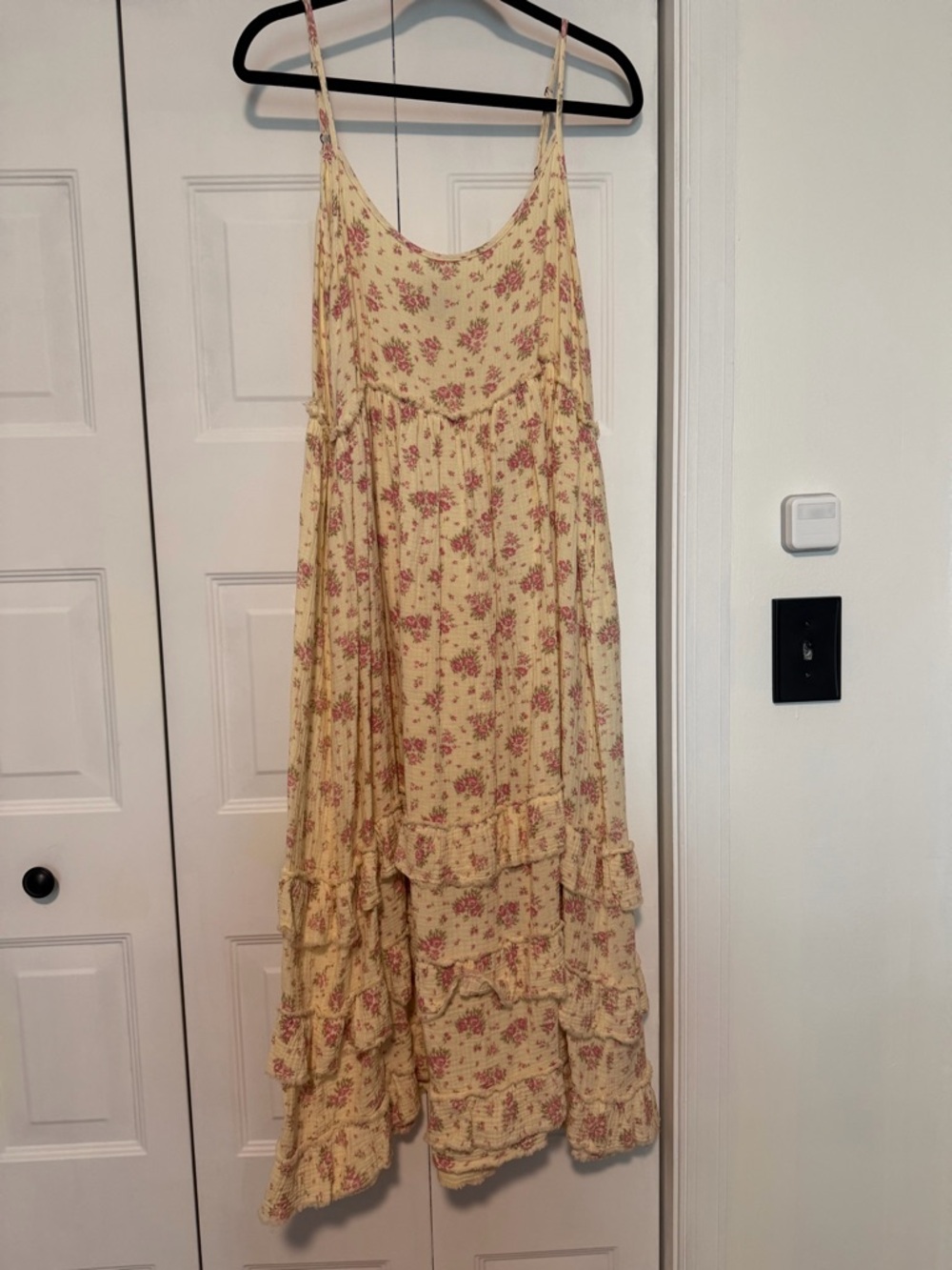 Floral Ruffle Tiered Maxi Dress with Pink Print